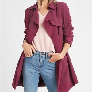 Banana Republic Soft Maroon Trench Coat Size Large